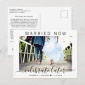 Getrouwd nu vieren op later tijdstip Fotobruiloft Aankondigingskaart (Voorkant / Achterkant)