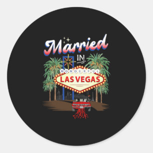 Getrouwd op een Prachtige Las Vegas Bruiloft Parti Ronde Sticker