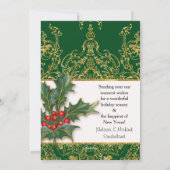 Getrouwd op Vrolijk Kerstmis Goud Glitter Holly Fo Feestdagenkaart (Achterkant)