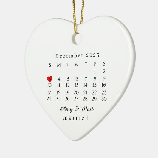 Getrouwd Ornament, huwelijkscadeau, trouwdatum Keramisch Ornament (Links)