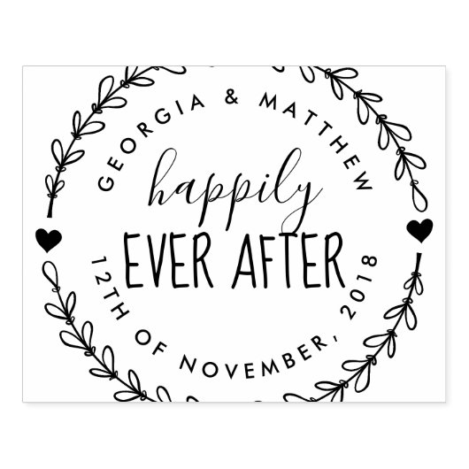 Getrouwd paar gelukkig ooit na terugkeer adres rubberstempel (Afrduk)