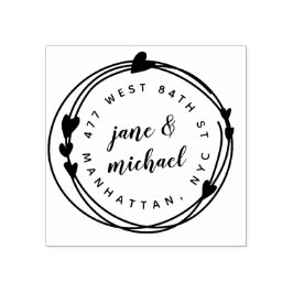 Getrouwd paar Hand getrokken krans retouradres Rubberstempel