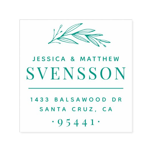 Getrouwd paar nieuw adres & hand getrokken tak zelfinktende stempel (Design)