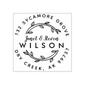 Getrouwd paar Volledige namen Hand getrokken krans Rubberstempel (Afrduk)