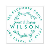 Getrouwd paar Volledige namen Hand getrokken krans Zelfinktende Stempel (Design)