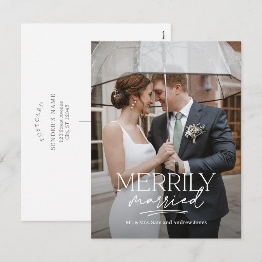 getrouwd paar vrolijk getrouwd vakantie Briefkaart (Voorkant / Achterkant)