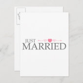 Getrouwd (Pink Heart Scroll) Aankondigingskaart (Voorkant / Achterkant)