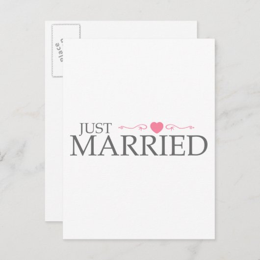 Getrouwd (Pink Heart Scroll) Aankondigingskaart (Voorkant / Achterkant)