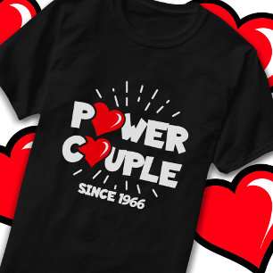 Getrouwd Power Couple 1966 Schattige Bruiloft Jubi T-shirt