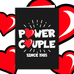 Getrouwd Power Couple 1985 Schattige Bruiloft Jubi Kaart