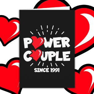 Getrouwd Power Couple 1991 Schattige Bruiloft Jubi Kaart
