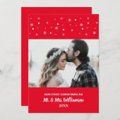 Getrouwd Stel Onze Eerste Kerstmis Aangepaste Foto Feestdagenkaart (Voorkant / Achterkant)