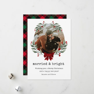 Getrouwd & Stralend Huwelijksfoto Kerstkaart