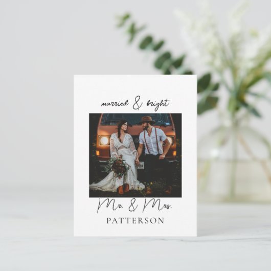 Getrouwd & Stralend Klantspecifieke Foto Vakantie  Feestdagenkaart (Staand voorkant)