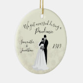 Getrouwd tijdens 2020 Face Mask Bride Groom Keramisch Ornament (Rechts)