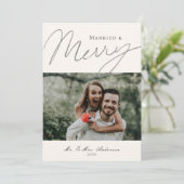 Getrouwd & Trouwen Script Vakantie Fotokaart Feestdagenkaart (Staand voorkant)