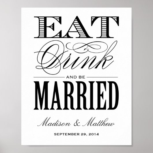 Getrouwd | Trouwreceptie Bord Poster (Voorkant)