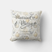 Getrouwd Vrolijk 1e Kerstmis Pas getrouwd Goud Orn Kussen (Voorkant)