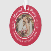 Getrouwd & Vrolijk 2 Foto Modern Rood Ornament (voorkant)