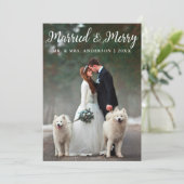 Getrouwd & Vrolijk Bruiloft Foto Kerst Kaart L (Staand voorkant)