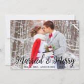 Getrouwd & Vrolijk Bruiloft Foto Kerst Kaart S (Voorkant)