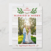 Getrouwd & Vrolijk Bruiloft Vrolijk Kerstfeest Fot Feestdagenkaart (Voorkant)