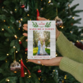 Getrouwd & Vrolijk Bruiloft Vrolijk Kerstfeest Fot Feestdagenkaart