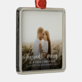 Getrouwd & Vrolijk Eerste Kerstmis Samen Foto Metalen Ornament (Rechts)