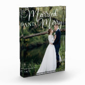 Getrouwd & Vrolijk Elegant Kerstmis Bruiloft Fotoblokken (Links)