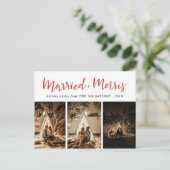 Getrouwd & Vrolijk Elegant Red Multi Fotovakantie Feestdagenkaart (Staand voorkant)