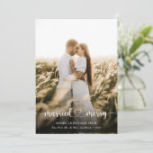 Getrouwd & Vrolijk Elegant Script Foto Kerstkaart Bedankkaart (Staand voorkant)