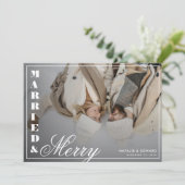 Getrouwd & vrolijk Foto  Plaid Christmas Feestdagenkaart (Staand voorkant)