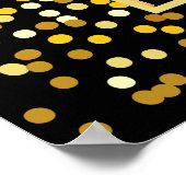 Getrouwd & Vrolijk Goud Glitter Trim Kerstglas Poster (Hoek)