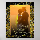 Getrouwd & Vrolijk Goud Glitter Trim Kerstglas Poster (Voorkant)