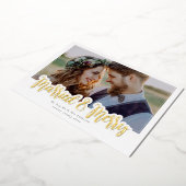 Getrouwd & Vrolijk Huwelijksfoto Echt Goud Folie Feestdagenkaart (Gedraaid)