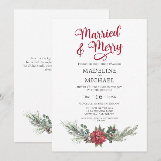 Getrouwd Vrolijk Kerst Waterverf Bruiloft Kaart (Voorkant / Achterkant)