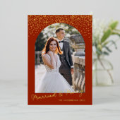 Getrouwd & vrolijk kerstfoto-boogframe rood folie feestdagenkaart (Staand Voorkant)