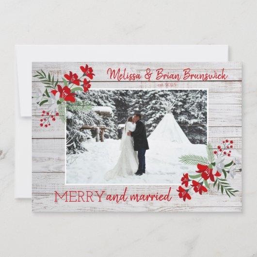 Getrouwd Vrolijk Kerstmis Foto Vakantie Kaart (Voorkant)