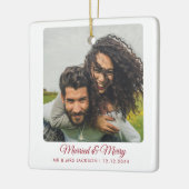 Getrouwd Vrolijk Kerstpaar Passen getrouwd 2 Foto' Keramisch Ornament (Links)