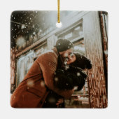 Getrouwd Vrolijk Kerstpaar Passen getrouwd 2 Foto' Keramisch Ornament (Achterkant)