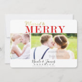 Getrouwd & Vrolijk Kerstvakantie 2 Foto's Kaart (Voorkant)