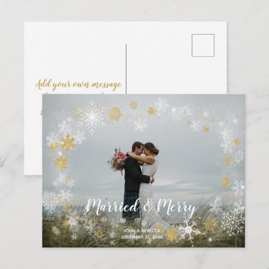 Getrouwd & vrolijk kerstvakantie Foto briefkaart (Voorkant / Achterkant)