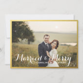 Getrouwd & vrolijk kerstvakantie foto gouden lijst feestdagenkaart (Voorkant)