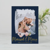 Getrouwd & vrolijk Luxe Gouden Kerst Folie Feestdagenkaart (Staand Voorkant)