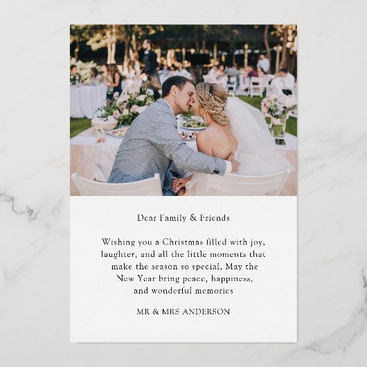 Getrouwd & vrolijk Luxe Gouden Kerst Folie Feestdagenkaart (Achterkant)