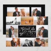Getrouwd & vrolijk Multi-Photo Collage Vakantie Feestdagenkaart (Voorkant / Achterkant)