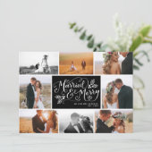 Getrouwd & vrolijk Multi-Photo Collage Vakantie Feestdagenkaart (Staand voorkant)