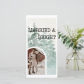 Getrouwd & vrolijk nieuw bruiden waterverf kerst feestdagenkaart (Staand voorkant)