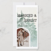 Getrouwd & vrolijk nieuw bruiden waterverf kerst feestdagenkaart (Voorkant)