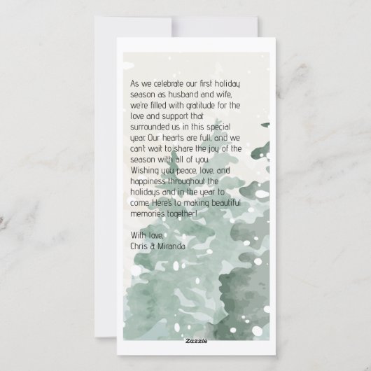 Getrouwd & vrolijk nieuw bruiden waterverf kerst feestdagenkaart (Achterkant)